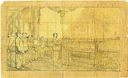 董希文《开国大典》草图面世 曾被美术界认为遗失 董希文《开国大典》草图面世 曾被美术界认为遗失